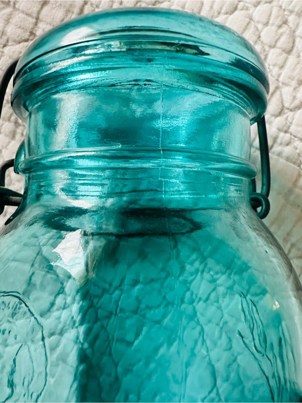 Vintage Ball Ideal Blue Mason Bicentennial Quart Jar 1776-1976 Eagle Wire Ball